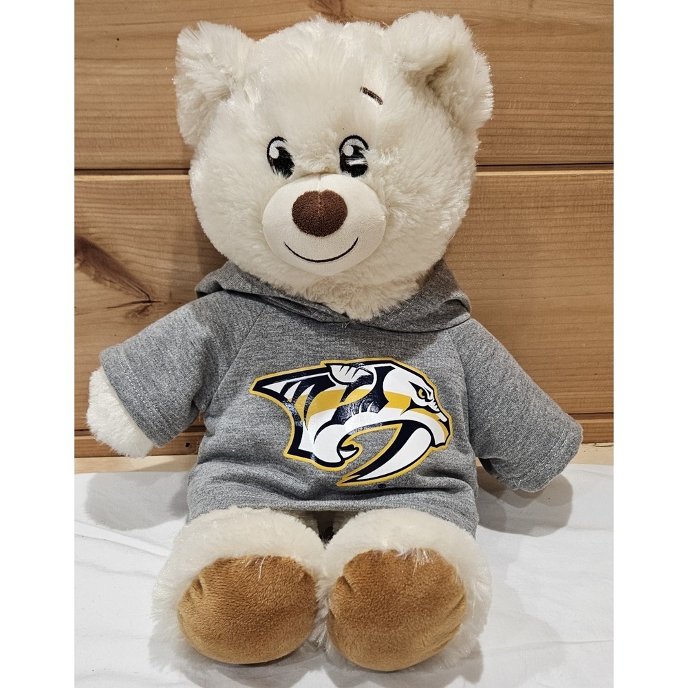 Build-A-Bear Nashville Predators‎ Teddy Bear Plush Gray Hoodie NHL Hockey 16"